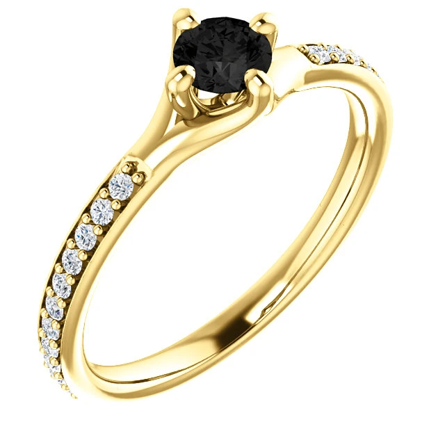 Bague de fiançailles en or avec diamant noir et diamants - modèle i122392