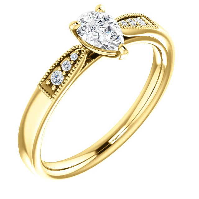 Bague de fiançailles en or avec diamant central certifié GIA de 0,30 ct ou 0,40 ct et diamants secondaires - modèle i122395