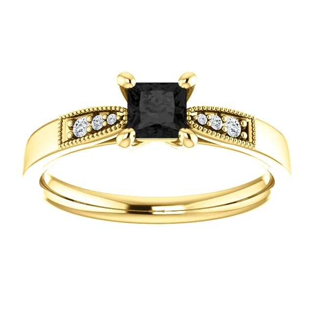 Bague de fiançailles en or avec diamant noir - modèle i122395