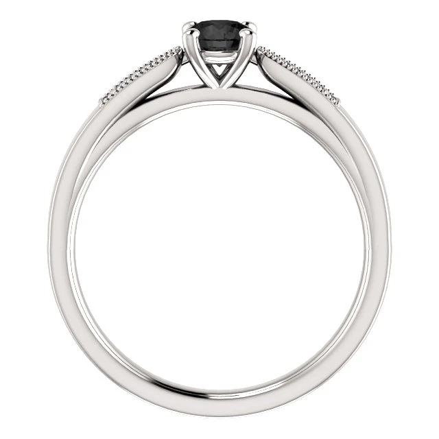 Bague de fiançailles en or avec diamant noir - modèle i122395