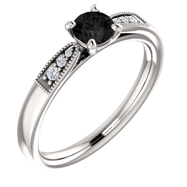 Bague de fiançailles en or avec diamant noir - modèle i122395