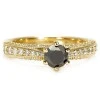Bague de fiançailles en or avec diamant noir et diamants - modèle i122474