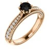 Bague de fiançailles en or avec diamant noir et diamants - modèle i122474
