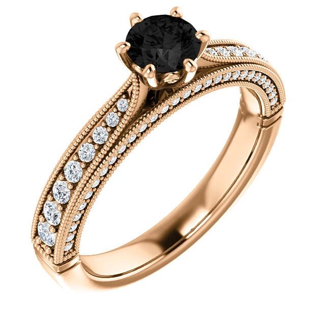 Bague de fiançailles en or avec diamant noir et diamants - modèle i122474