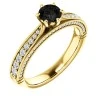 Bague de fiançailles en or avec diamant noir et diamants - modèle i122474