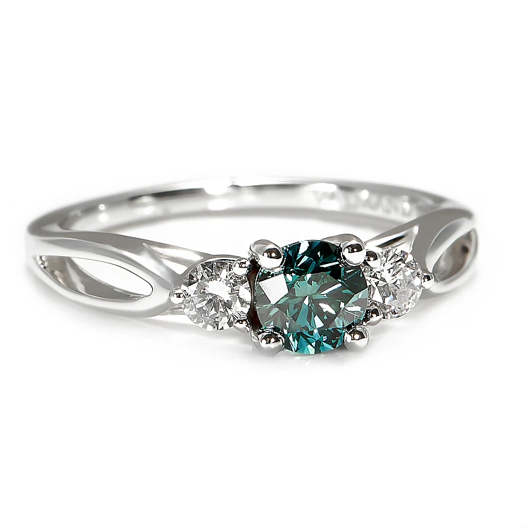 Verlovingsring i122513DbDi in goud met blauwe diamant en diamanten
