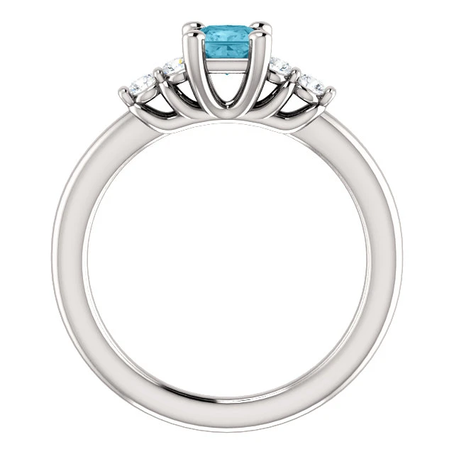 Bague de fiançailles en or avec diamant bleu et diamants - modèle i122543