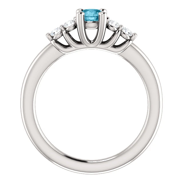 Bague de fiançailles en or avec diamant bleu et diamants - modèle i122543