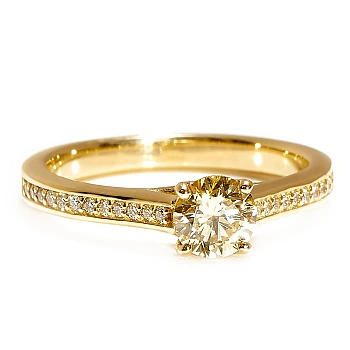 14K Yellow Gold Side-Stone Engagement Ring with IGI Certified Lab Grown Yellow Diamond - model i122604