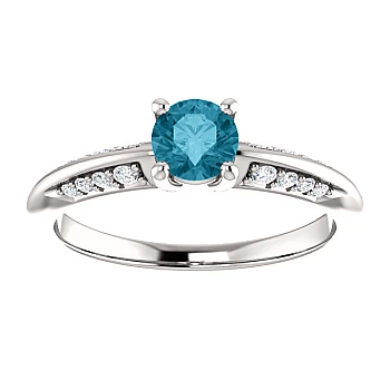 Bague de fiançailles en or avec diamant bleu et diamants - modèle i122701