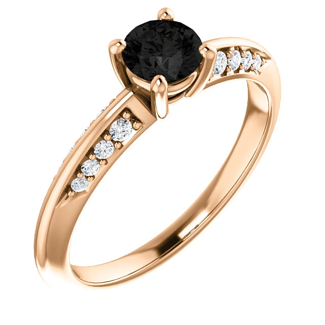 Bague de fiançailles en or avec diamant noir - modèle i122701