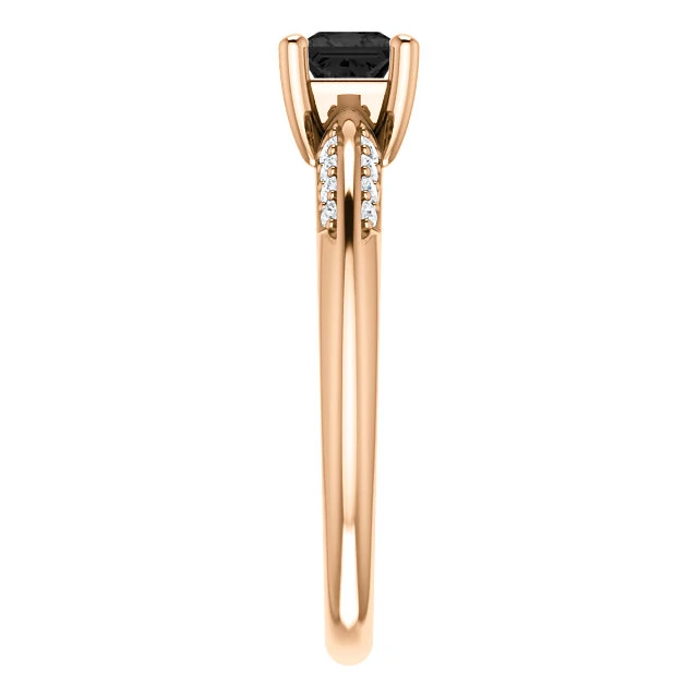 Bague de fiançailles en or avec diamant noir - modèle i122701