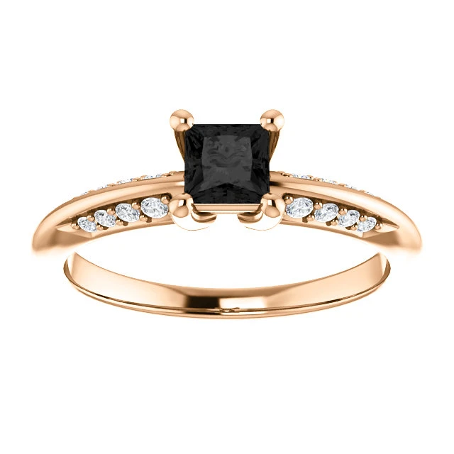 Bague de fiançailles en or avec diamant noir - modèle i122701