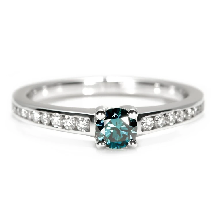 Bague cadeau en or avec diamant bleu et diamants - modèle i122866