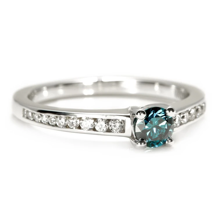 Bague cadeau en or avec diamant bleu et diamants - modèle i122866