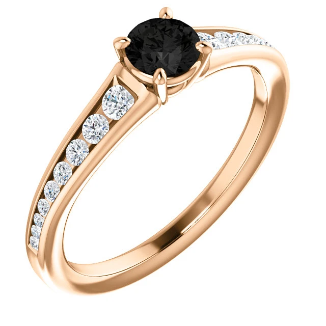 Bague de fiançailles en or avec diamant noir et diamants - modèle i122866