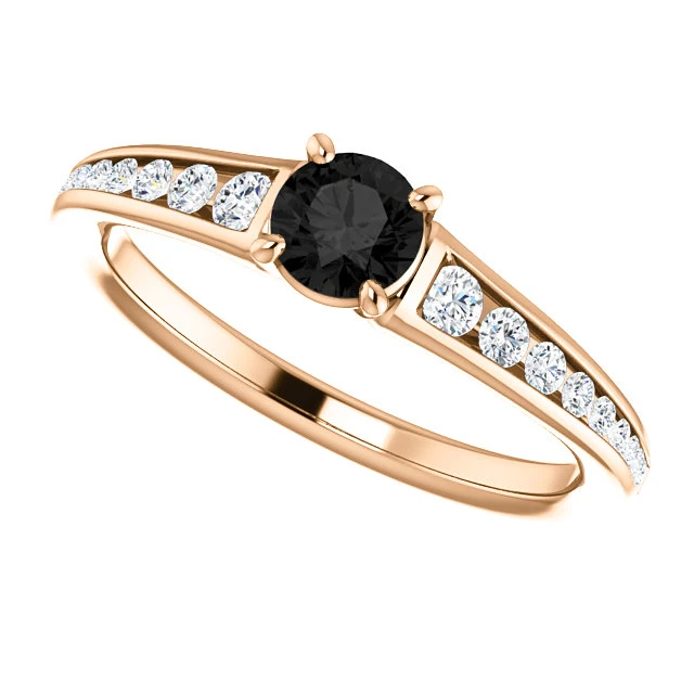 Bague de fiançailles en or avec diamant noir et diamants - modèle i122866