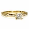 18k Gold SideStone Engagement Ring with GIA Certified Princess Diamond - model i122866