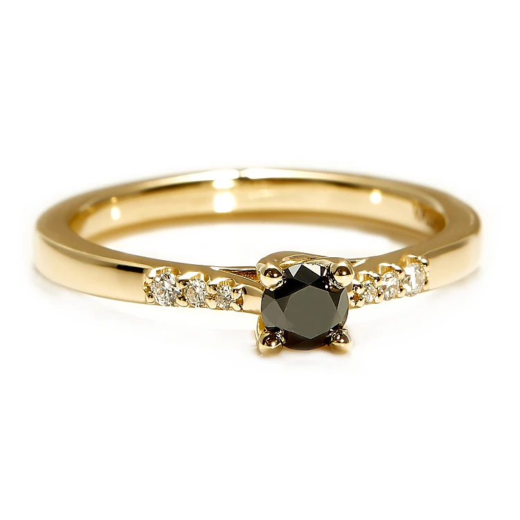 Bague de fiançailles en or avec diamant noir et diamants incolores - modèle i123001