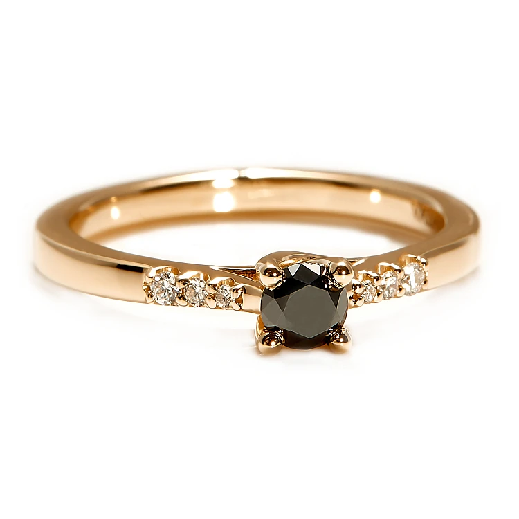 Bague de fiançailles en or avec diamant noir et diamants incolores - modèle i123001