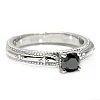 Bague de fiançailles en or avec diamant noir et diamants incolores - modèle i123158