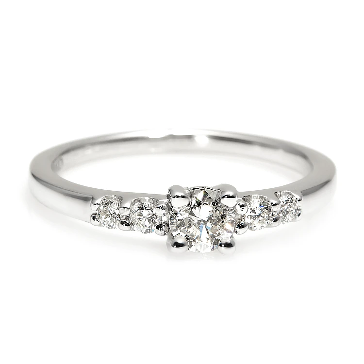 18k Gold SideStone Engagement Ring with GIA Certified Brilliant Diamond - model i579