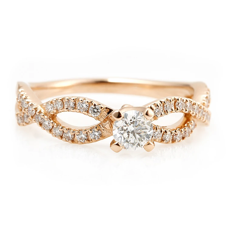 Anello di fidanzamento SideStone in oro 18 carati con diamante rotondo certificato GIA e diamanti secondari - modello i660