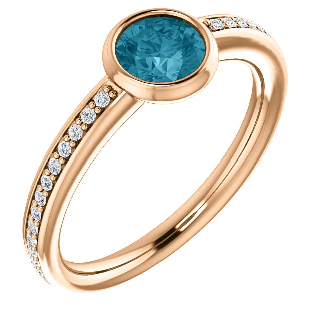 Bague de fiançailles en or avec diamant bleu et diamants - modèle i71646