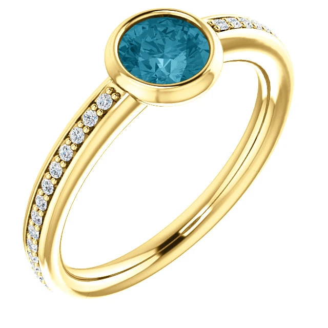 Bague de fiançailles en or avec diamant bleu et diamants - modèle i71646