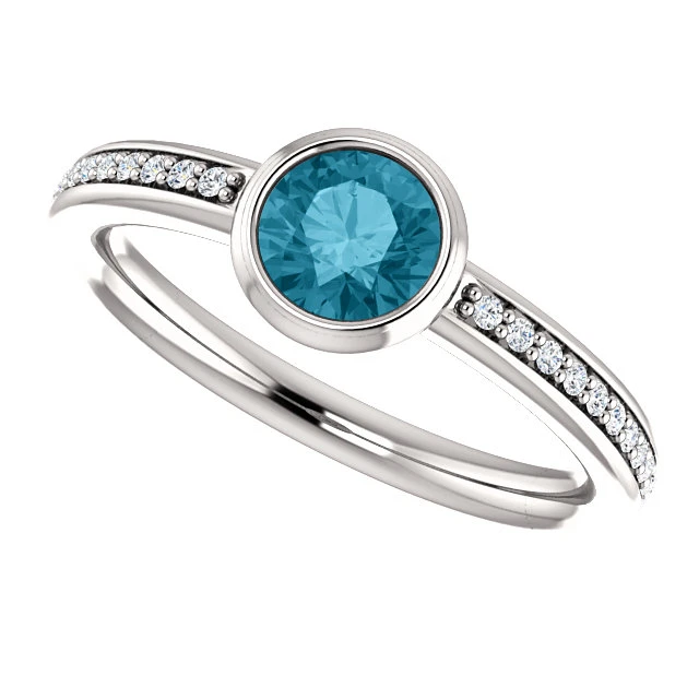 Bague de fiançailles en or avec diamant bleu et diamants - modèle i71646