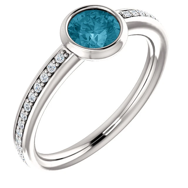 Bague de fiançailles en or avec diamant bleu et diamants - modèle i71646