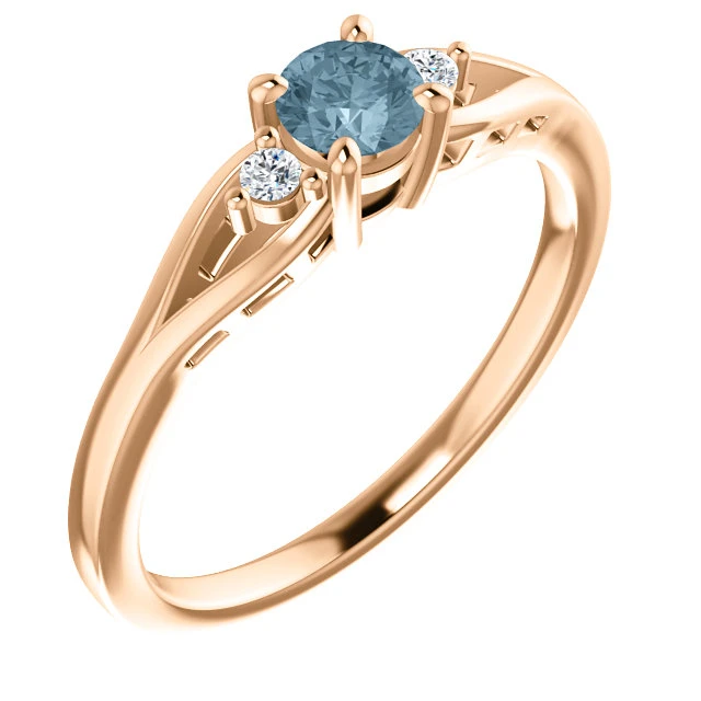 Verlovingsring i71843DbDI in goud met blauwe diamant en kleurloze diamanten