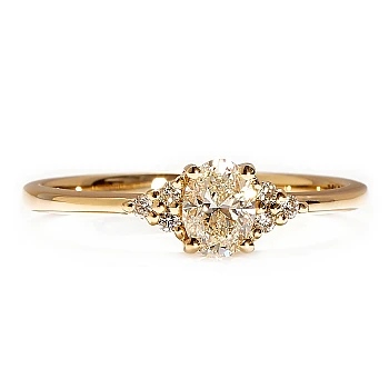 18k Gold or Platinum Engagement Ring with GIA Certified Oval Center Diamond 0.30ct or 0.40ct and Secondary Diamonds - model i71845