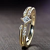 18k Gold SideStone Engagement Ring with GIA Certified Princess Diamond - model i882