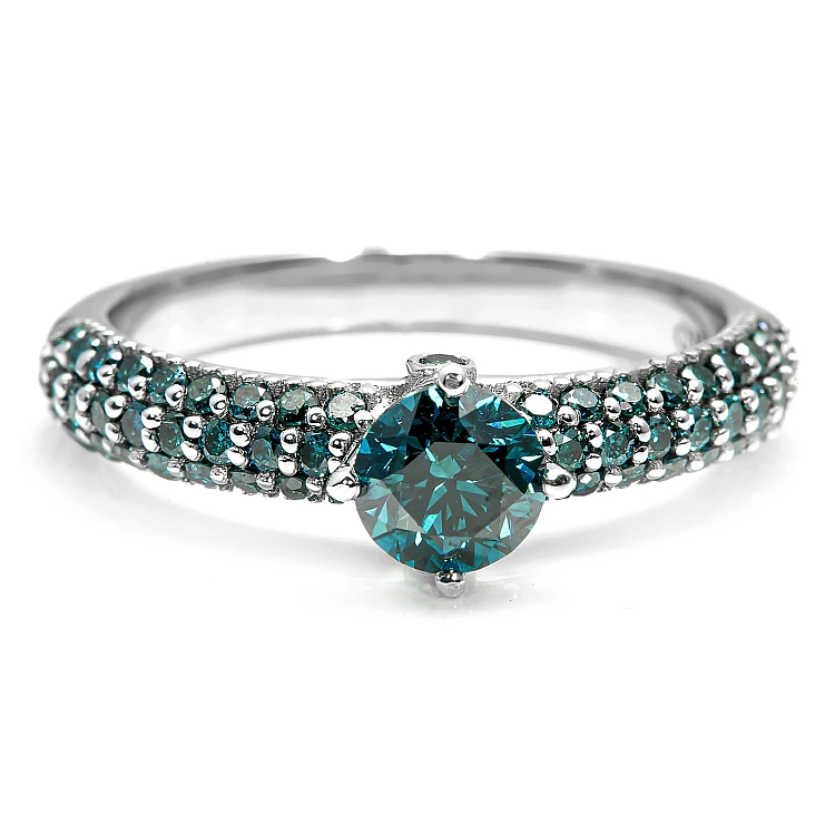 Bague de fiançailles en or avec diamants bleus - modèle i906