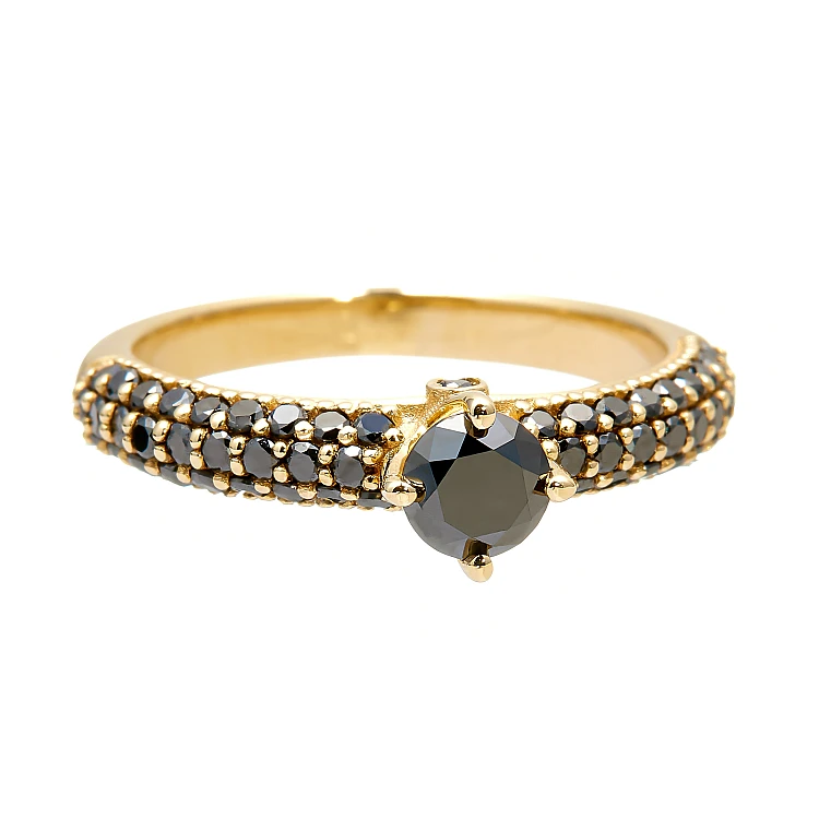 i906DnDn Gold-Verlobungsring mit schwarzen Diamanten