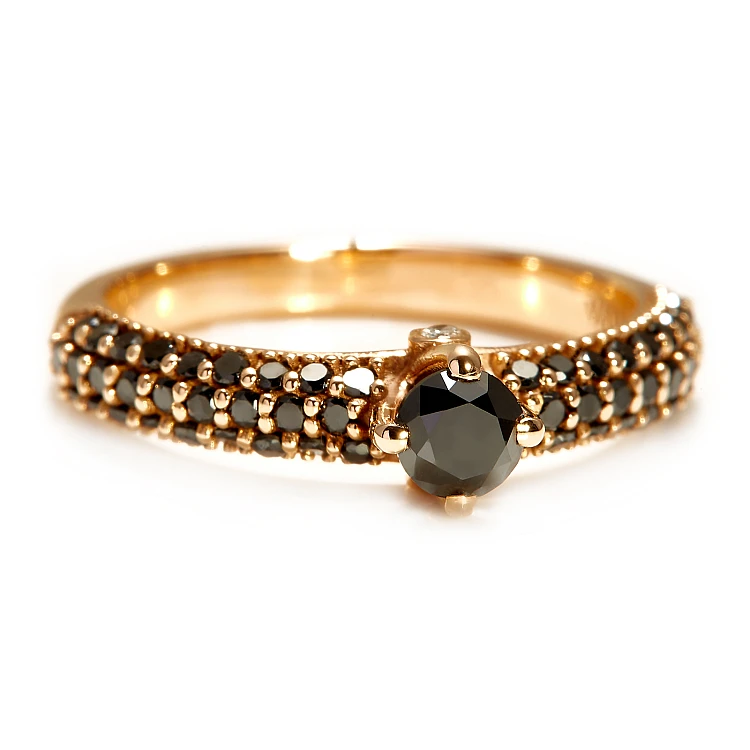 i906DnDn Gold-Verlobungsring mit schwarzen Diamanten