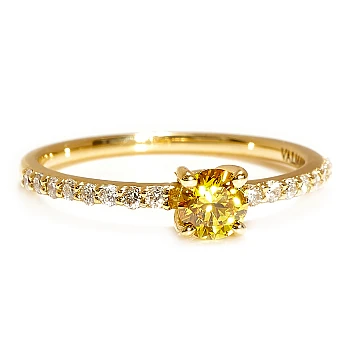 18K Yellow Gold Side-Stone Engagement Ring with IGI Certified Lab Grown Yellow Diamond - model I1221908