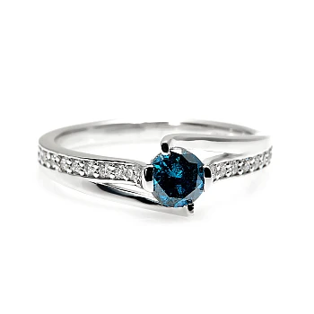 Bague de fiançailles en or avec diamant bleu et diamants - modèle i1803