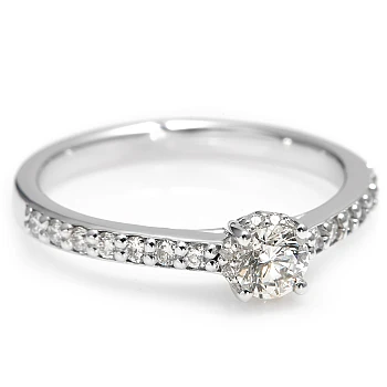 Bague de fiançailles en or avec diamant central certifié GIA de 0,30 ct ou 0,40 ct et diamants secondaires - modèle i2617