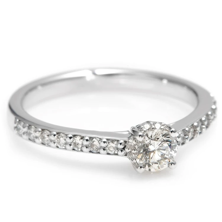 Bague de fiançailles en or avec diamant central certifié GIA de 0,30 ct ou 0,40 ct et diamants secondaires - modèle i2617