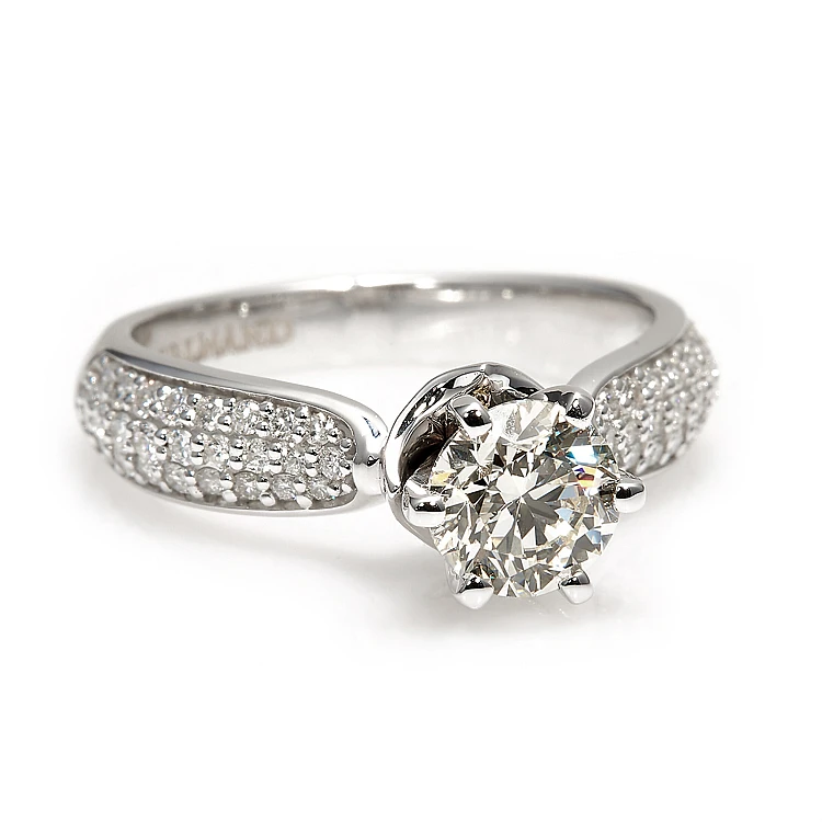 Anillo de compromiso de oro con diamante central de 1,00 ct con certificación GIA - modelo i2764