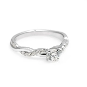 Bague de fiançailles en or avec diamant central certifié GIA de 0,30 ct ou 0,40 ct et diamants secondaires - modèle i2873