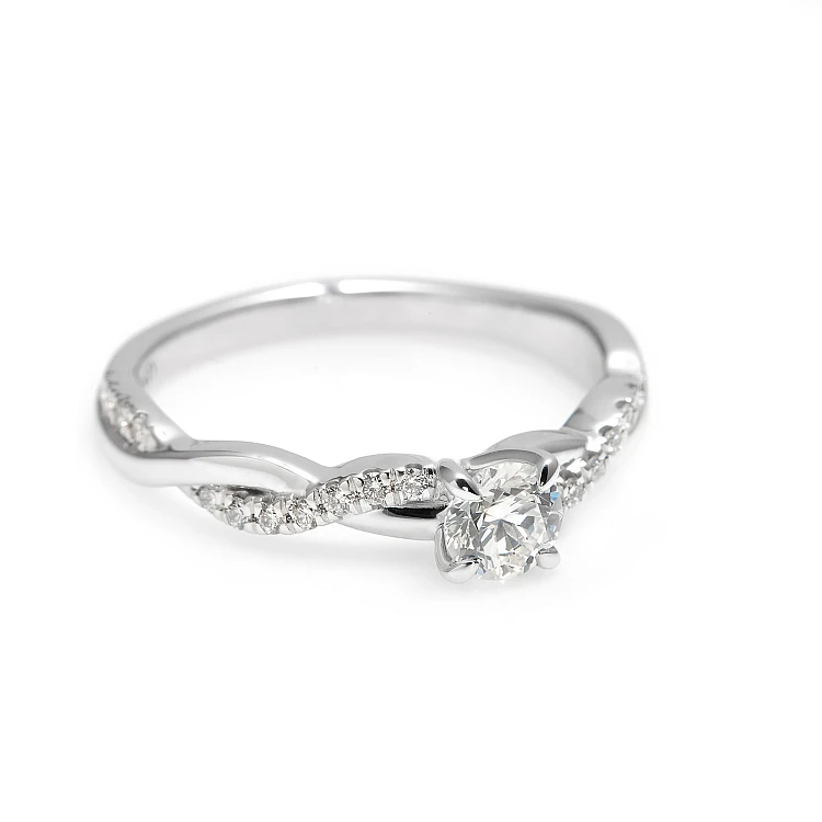 18k Gold SideStone Engagement Ring with GIA Certified Brilliant Diamond - model i2873
