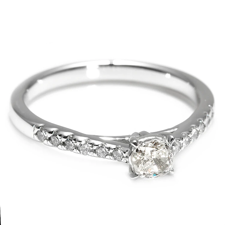 18k Gold SideStone Engagement Ring with GIA Certified Cushion Diamond - model i3905