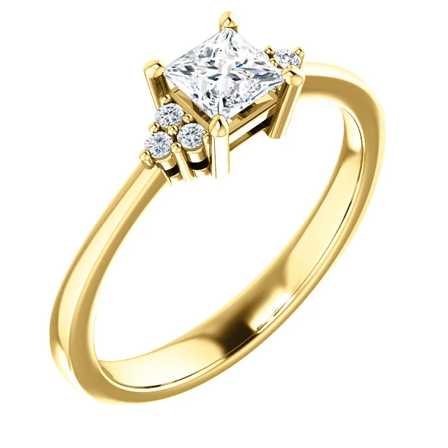 Bague de fiançailles en or avec diamant central certifié GIA de 0,30 ct ou 0,40 ct et diamants secondaires - modèle i71845