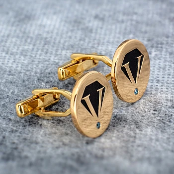 Gold Buttons with Blue Diamonds - model bt350