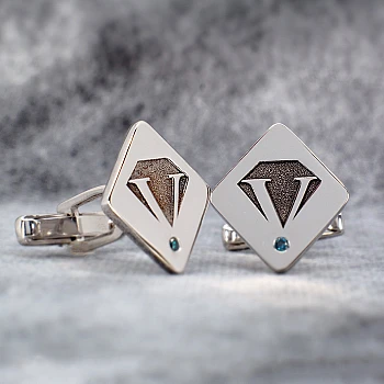 Gold Buttons with Blue Diamonds - model bt351