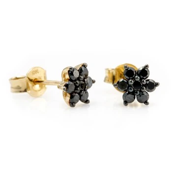 Pendientes de oro amarillo de 18 quilates con diamantes negros - modelo c652