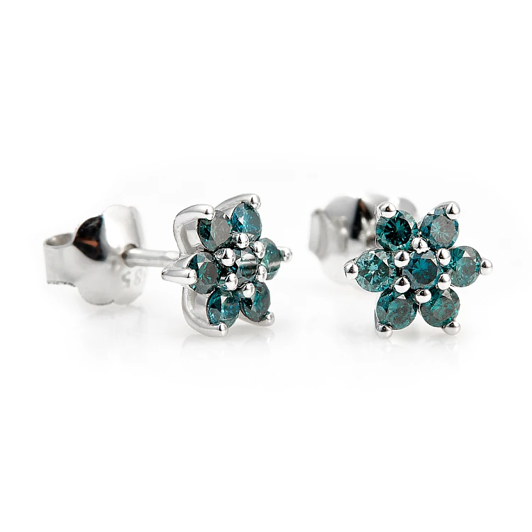 Pendientes de oro con diamantes azules - modelo c652